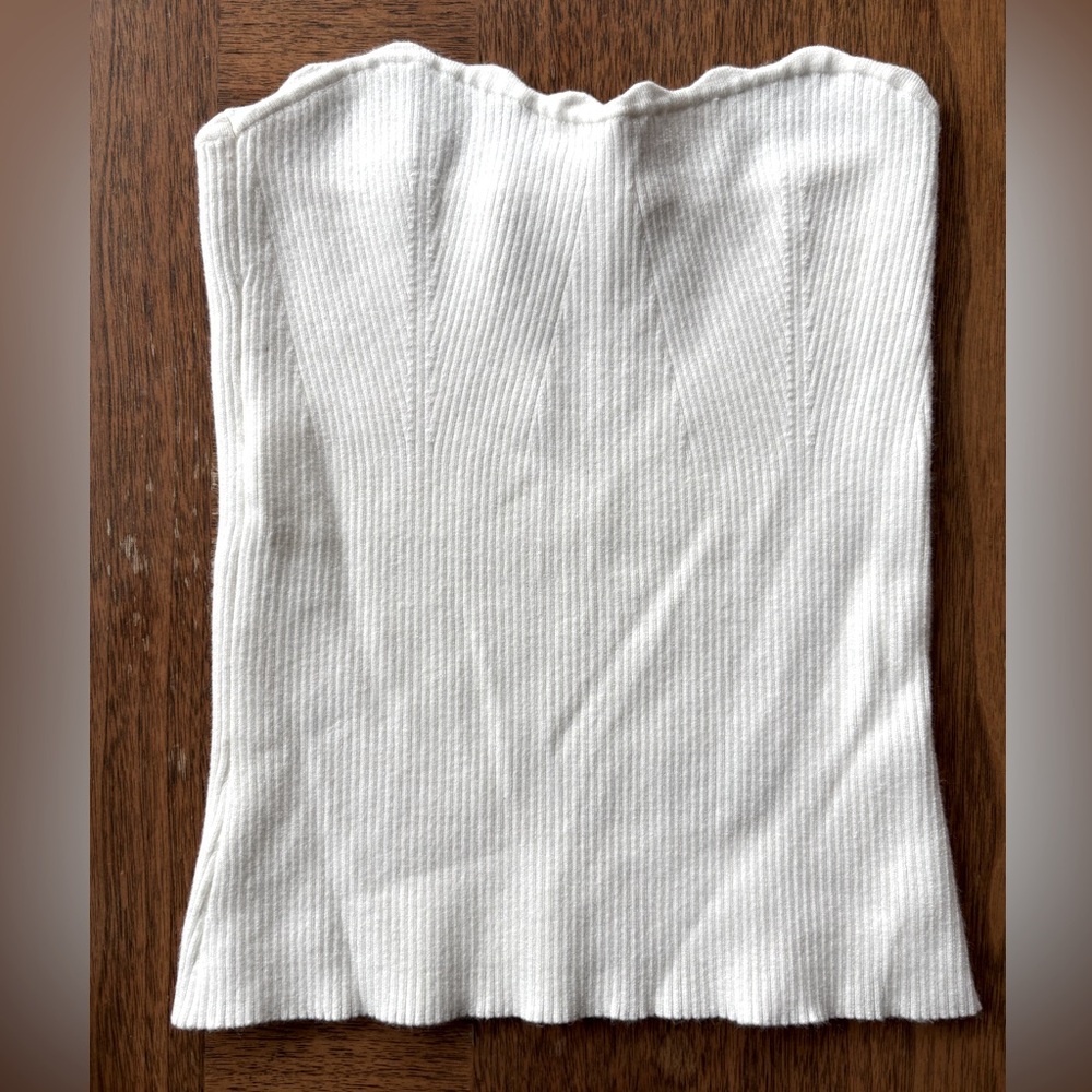 Aritzia Wilfred Cream Ribbed Top